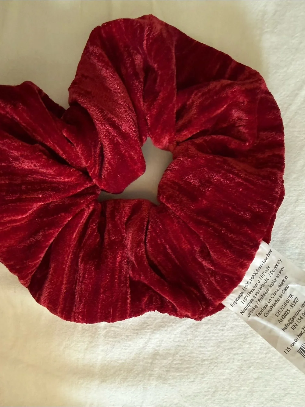 Velvet Oversized Scrunchie - Deep Red - Sezane